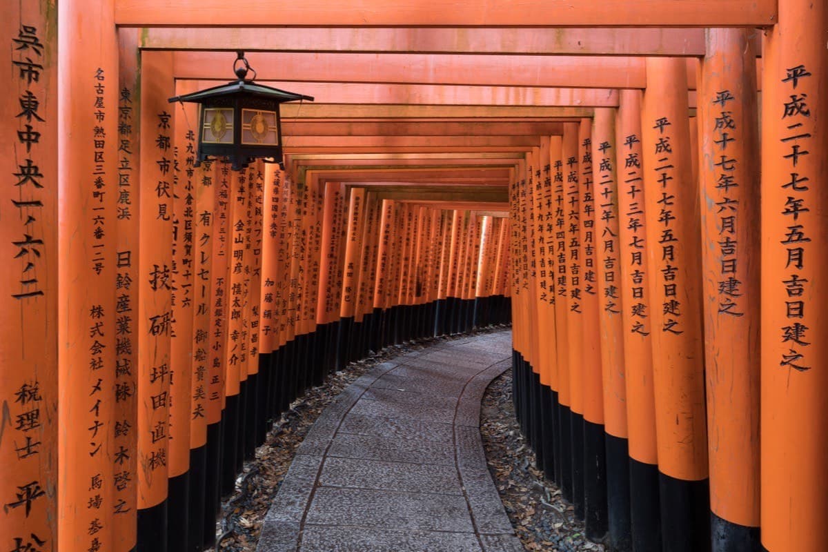 The vermilion torii gates of Fushimi Inari, Kyoto